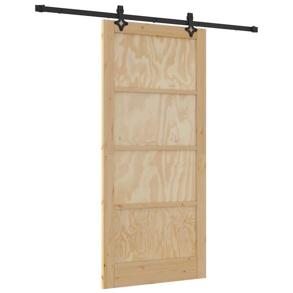 vidaXL Porte coulissante Naturel et Noir 93 x 202 cm Pin massif