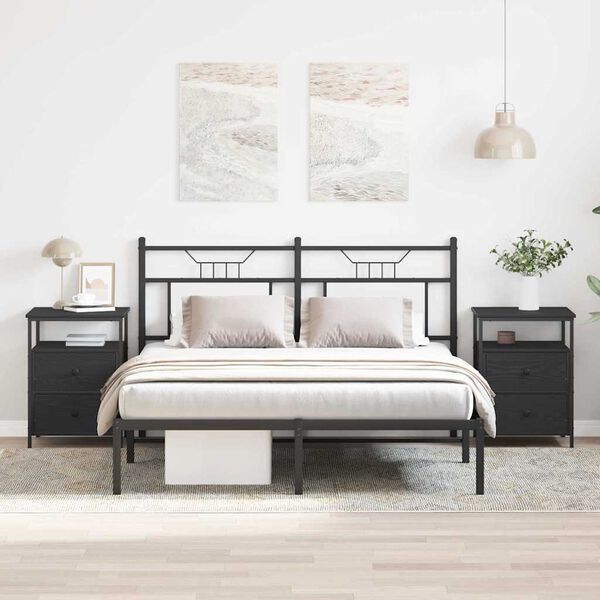 vidaXL Cabinet de chevet 2 pcs Ch&ecirc;ne noir 34 x 35,5 x 50 cm