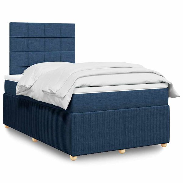 vidaXL Sommier à lattes de lit avec matelas Bleu 120x200 cm Tissu