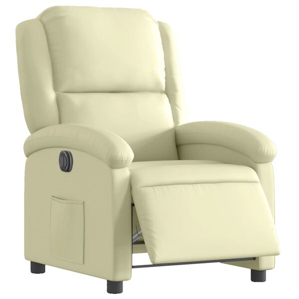 vidaXL Fauteuil inclinable &eacute;lectrique cr&egrave;me cuir v&eacute;ritable