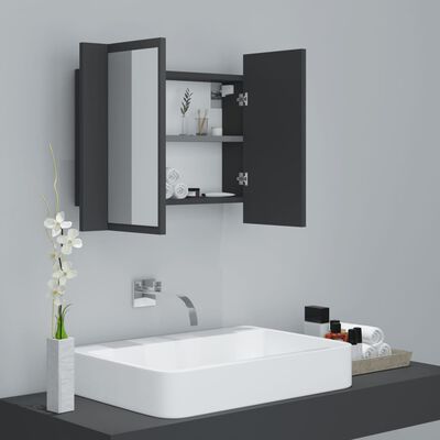vidaXL Armoire de salle de bain à miroir à LED Gris 60x12x45 cm