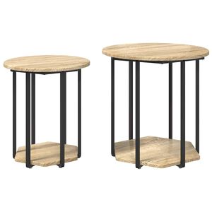 vidaXL Ensemble de tables d'appoint 2 pc Marron 50 x 50 x 50,5 cm