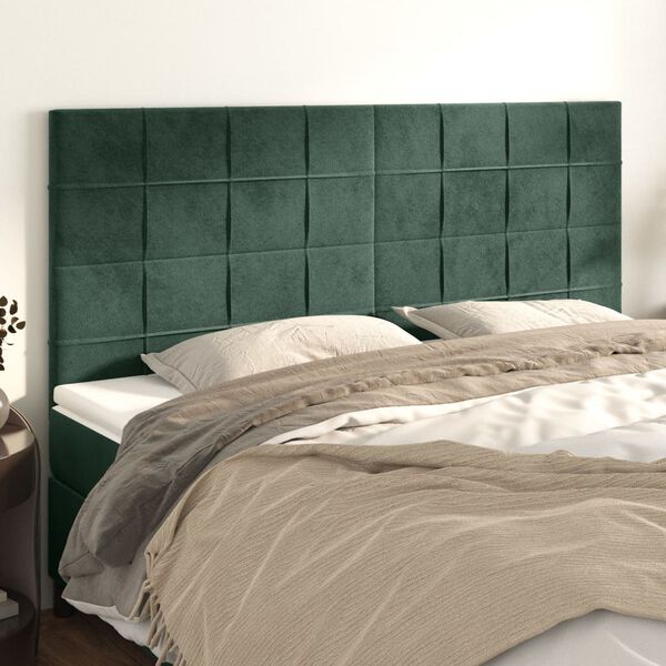 vidaXL T&ecirc;te de lit Vert fonc&eacute; 160x5x118/128 cm Velours
