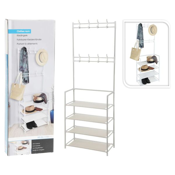 Storage solutions Porte-v&ecirc;tements avec 4 &eacute;tag&egrave;res 60x26x155 cm blanc