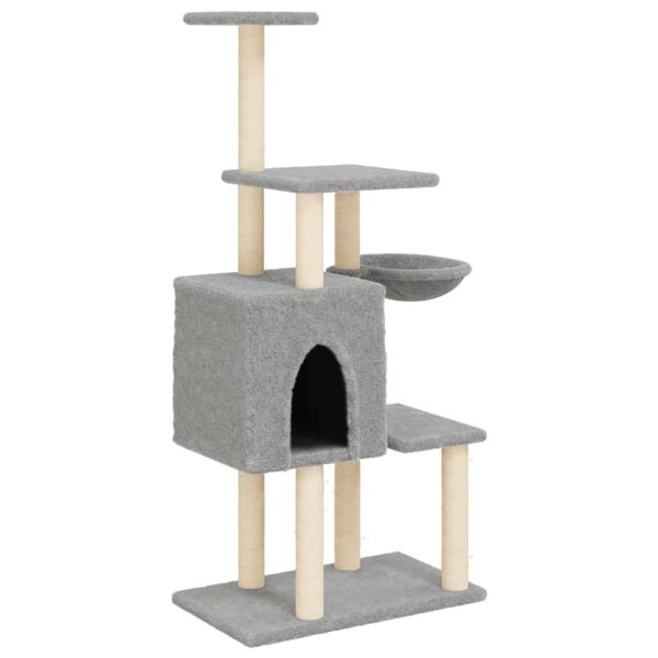 vidaXL Arbre à chat avec griffoirs en sisal Gris clair 131 cm
