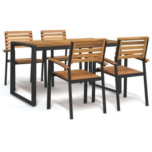vidaXL Ensemble &agrave; manger de jardin 5 pcs bois d'acacia massif et m&eacute;tal
