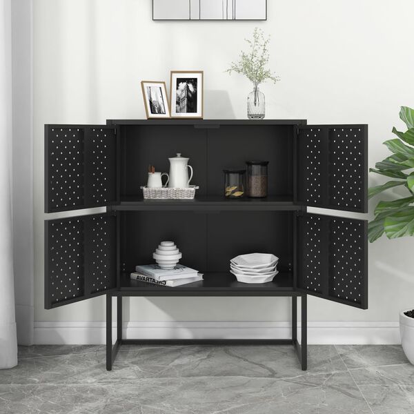vidaXL Buffet haut Noir 80x35x100 cm Acier