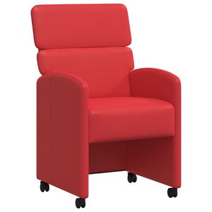 vidaXL Chaises de Salle &agrave; Manger avec Roues 2 pc Simili cuir Rouge