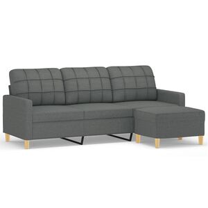 vidaXL Canap&eacute; &agrave; 3 places avec repose-pieds Gris fonc&eacute; 180 cm Tissu