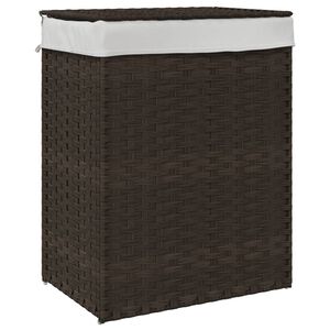vidaXL Panier &agrave; linge avec couvercle marron fonc&eacute; r&eacute;sine tress&eacute;e