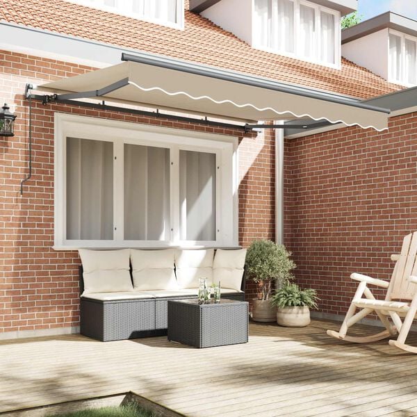 vidaXL Auvent R&eacute;tractable Beige 250 x 200 cm tissu