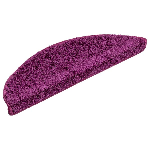 vidaXL Tapis d'escalier 15 pi&egrave;ces 56 x 17 x 3 cm Violet Demi-rond