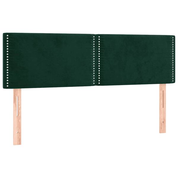 vidaXL T&ecirc;te de lit &agrave; LED Vert fonc&eacute; 144x5x78/88 cm Velours