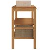 vidaXL Armoire de toilette Teck solide avec lavabos en marbre Cr&egrave;me
