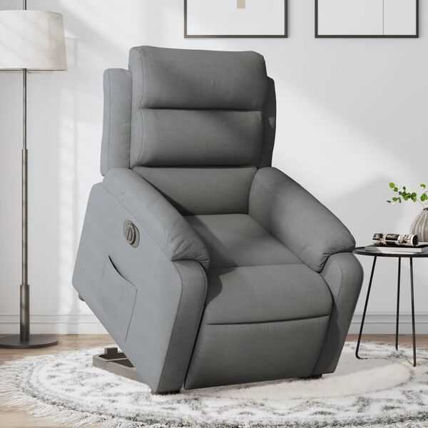 vidaXL Fauteuil inclinable &eacute;lectrique gris fonc&eacute; tissu