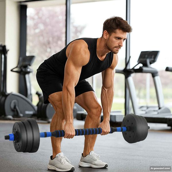 vidaXL Set d'halt&egrave;res 4-en-1 Noir et Bleu 121 x 19,5 x 19,5 cm