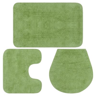 vidaXL Jeu de tapis de salle de bain 3 pcs Tissu Vert