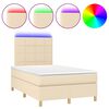 vidaXL Sommier &agrave; lattes de lit et matelas et LED Cr&egrave;me 120x200cm Tissu