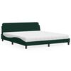 vidaXL Lit avec matelas Dover vert fonc&eacute; 180x200 cm velours