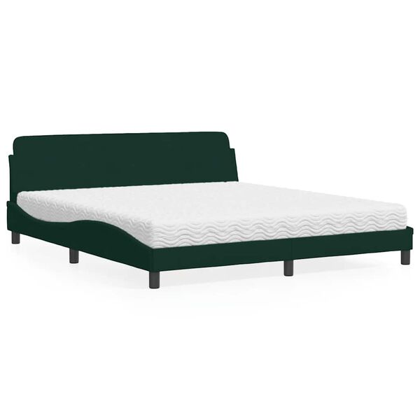 vidaXL Lit avec matelas Dover vert fonc&eacute; 180x200 cm velours