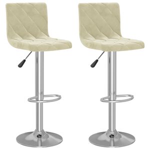 vidaXL Tabourets de bar lot de 2 cr&egrave;me velours