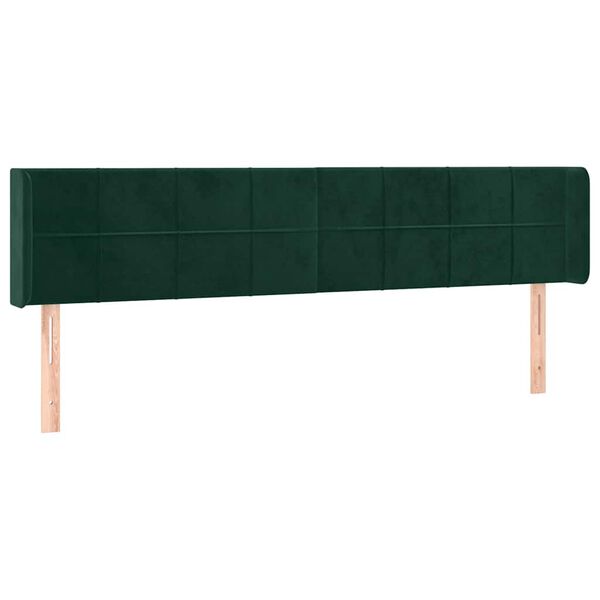 vidaXL T&ecirc;te de lit &agrave; LED Vert fonc&eacute; 183x16x78/88 cm Velours