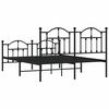 vidaXL Cadre de lit métal sans matelas avec pied de lit noir 135x190cm