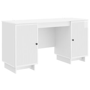 vidaXL Bureau Blanc brillant Bois d'ing&eacute;nierie 142,5 x 50 x 75 cm