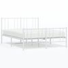 vidaXL Cadre de lit m&eacute;tal sans matelas et pied de lit blanc 140x190 cm