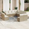 vidaXL Salon de jardin 11 pcs avec coussins beige r&eacute;sine tress&eacute;e