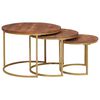 vidaXL Tables basses gigognes 3 pcs Bois de mangue massif et acier