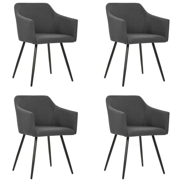 vidaXL Chaises &agrave; manger lot de 4 gris fonc&eacute; tissu