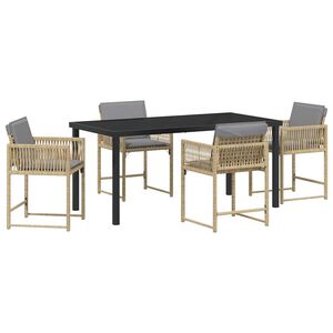 vidaXL Ensemble de salle &agrave; manger pour jardin 5 pcs Beige polyrotin