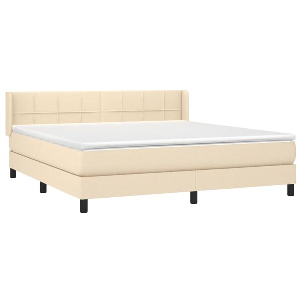 vidaXL Sommier &agrave; lattes de lit avec matelas Cr&egrave;me 160x200 cm Tissu