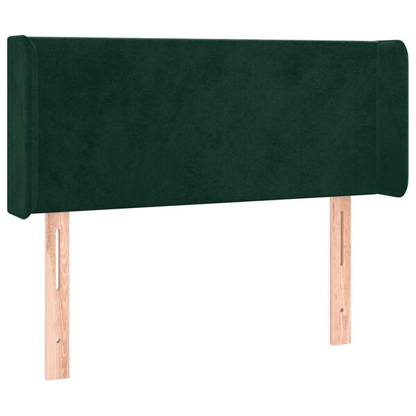 vidaXL T&ecirc;te de lit avec oreilles Vert fonc&eacute; 93x16x78/88 cm Velours