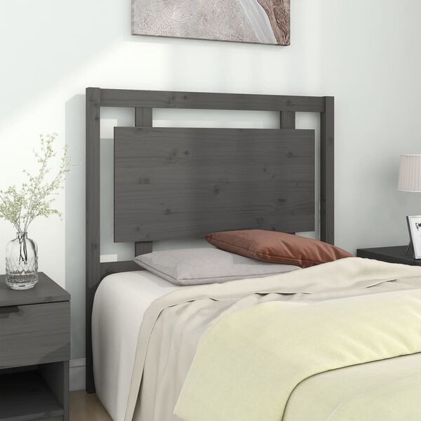 vidaXL T&ecirc;te de lit Gris 95,5x4x100 cm Bois massif de pin