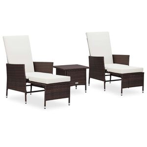 vidaXL Salon de jardin 3 pcs avec coussins R&eacute;sine tress&eacute;e Marron
