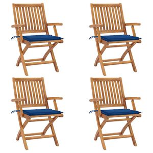 vidaXL Chaises pliables de jardin avec coussins lot de 4 Teck solide
