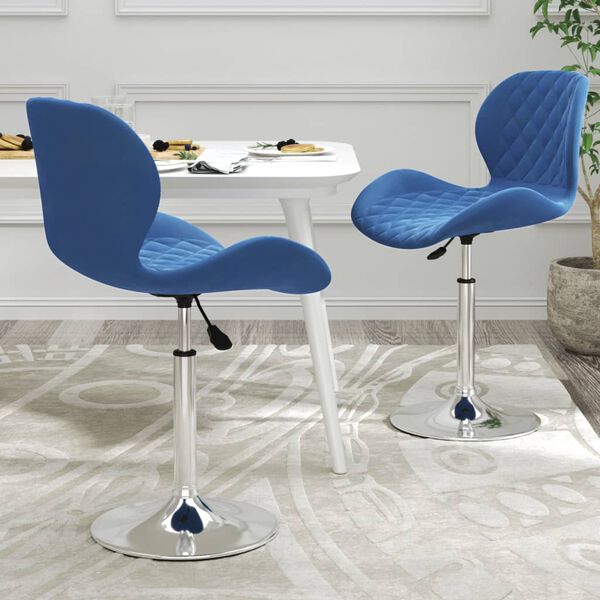 vidaXL Chaises pivotantes &agrave; manger lot de 2 Bleu Velours