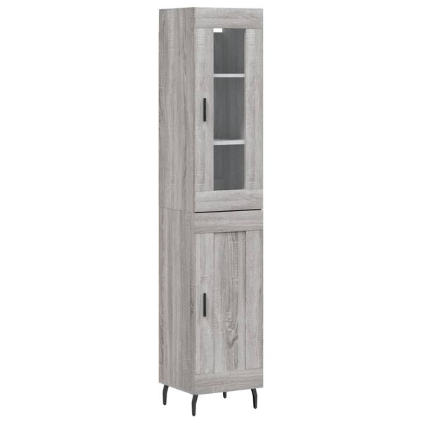 vidaXL Buffet haut Sonoma gris 34,5x34x180 cm Bois d'ing&eacute;nierie