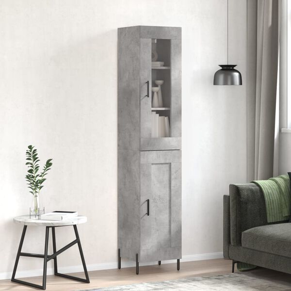 vidaXL Buffet haut Gris b&eacute;ton 34,5x34x180 cm Bois d'ing&eacute;nierie