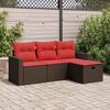 vidaXL Salon de jardin 4 pcs avec coussins marron r&eacute;sine tress&eacute;e