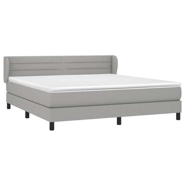 vidaXL Sommier &agrave; lattes de lit avec matelas Gris clair 160x200cm Tissu