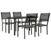 vidaXL Ensemble &agrave; manger de jardin 5 pcs noir textil&egrave;ne et acier