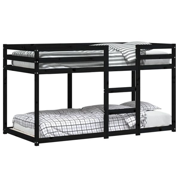 vidaXL Lit superpos&eacute; sans matelas noir 90x190 cm bois de pin massif