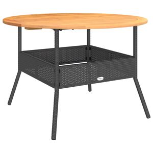 vidaXL Table de jardin et dessus en bois d'acacia noir r&eacute;sine tress&eacute;e