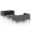 vidaXL Salon de jardin 5 pcs avec coussins R&eacute;sine tress&eacute;e Gris fonc&eacute;