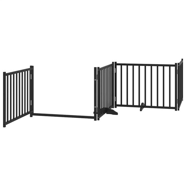 vidaXL Barri&egrave;re pour chien porte pliable 8 panneaux noir bois peuplier