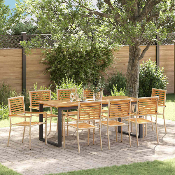 vidaXL Ensemble de salle &agrave; manger pour jardin 9 pcs Beige