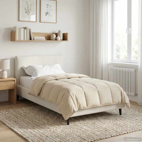 vidaXL Duvet d'&eacute;t&eacute; simple Matelass&eacute; Cr&egrave;me 135 x 200 cm